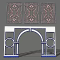 Ornate Decorative Grilles And Arched Doorway With Intricate Design Patterns