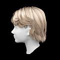Blonde Wavy Short Hair Wig On White Mannequin Head