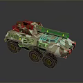 Six Wheeled Military Tank Featuring Camouflage Design And Top Mounted Weapon System