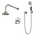 Modern Brushed Nickel Shower System With Fixed Head Handheld Sprayer And Control Valve