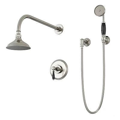 Modern Brushed Nickel Shower System With Fixed Head Handheld Sprayer And Control Valve 3d model
