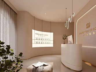Modern cream beauty salon beauty salon simple reception desk beauty spa 3d model