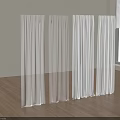 White Curtains Four Panels In Wooden Floor Room With Window And Blinds