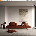 Modern Multiplayer Sofa Coffee Table Combination 3d model