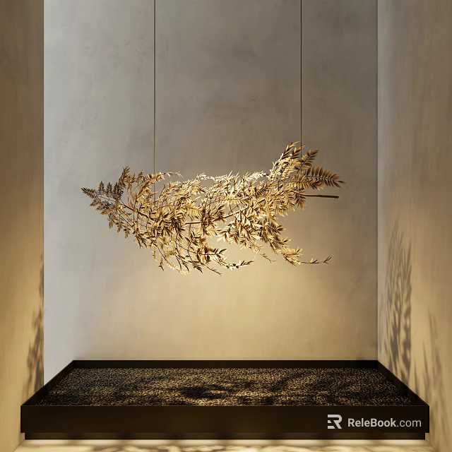 Golden Leaf Shaped Decorative Hanging Pendant For Modern Interior Home Decor 3d model 