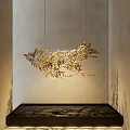 Golden Leaf Shaped Decorative Hanging Pendant For Modern Interior Home Decor