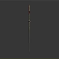 Decorative Weapon With Golden Top Red Accents Curved Hilt And Cross Shaped Design