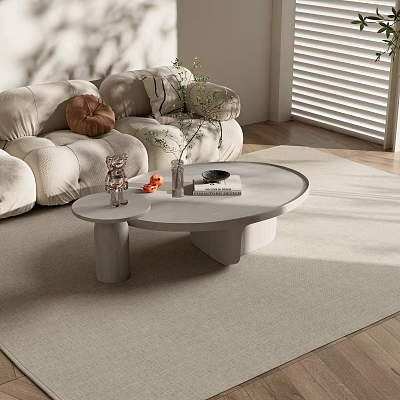 Cozy Modern Living Room With Beige Sofa And Stylish Coffee Table Decorated With Plant Books 3d model