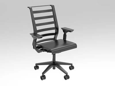 Black Office Chair with Ergonomic Design Adjustable Armrests and Wheeled Base for Home Office Use 3d model