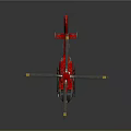 Red Modern Helicopter with Main Rotors and Tail Rotor 3D Rendering on Dark Background