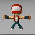 3D Cartoon Character With Red Cap Blue Eyes Red Vest Green Pants And Arms Outstretched