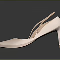 Light Beige Woven Slingback Shoes With Pointed Toe And Slim Heel Design