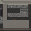 Modern Wine Cabinet With Black And White Cabinets Glass Doors And Marble Backsplash