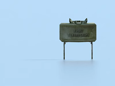 Green Military Weapon Storage Container With Front To Armoury Marking And Metal Support Stands 3d model