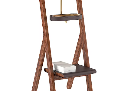 Wooden Bar Stool With Sleek Tiered Structure And Lower Seat Tray Design 3d model