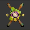 Mechanical Creature Design With Pink Flower And Colorful Legs Structure