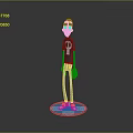 3D Cartoon Character Wearing Black T-shirt With Skull Design Blue Pants Standing on Checkered Base