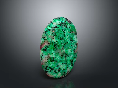 Natural Wood Stone with Oval Shape Green and Pink Speckled Texture 3d model
