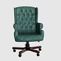 Light Blue Tufted Office Chair With Button Backrest Armrests And Wooden Base Wheels
