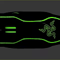 Black Gaming Computer Mouse With Green Glowing Lines And Snake Logo Design 3d model