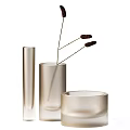 Elegant Decorative Ornament Set With Cylindrical Vases And Dried Flower Branches