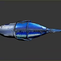 Blue Metallic Mechanical Fish Design With Shiny Scales And Mechanical Parts