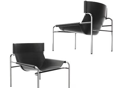 Modern Black Leather Accent Chair With Sleek Metal Frame And Contemporary Design 3d model