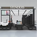 Stenders Exhibition Booth Design With Display Shelves Digital Screen And Products