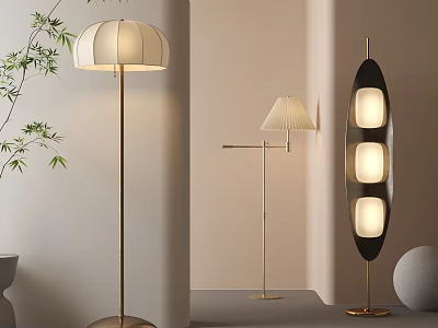 Modern Elegant Floor Lamps With Stylish Shades And Gold Bases For Home Decor 3d model