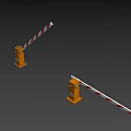 Automatic Parking Barrier System With Yellow Control Box And Red White Striped Gate