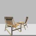 Modern Light Wood Frame Lounge Chairs With Brown Upholstered Seat In Minimalist White Background