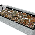 Glass Food Display Case With Gray Countertop And Assorted Dishes Inside 3d model