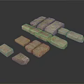 Gray Bricks Of Different Sizes And Shapes Arranged For Building Use 3d model