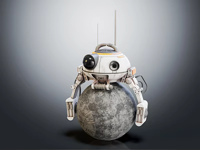 Smart Machine With Spherical Base Mechanical Arms Sensors And Antennas 3d model