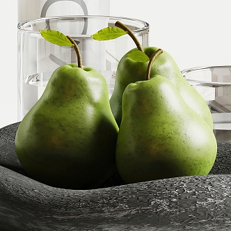 fruit plate ornaments table fruit kitchen supplies fruit pear 3d model