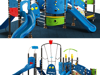 Modern slide multi-exit children's combination slide model