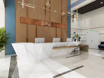 Modern Front Desk Front Desk Lobby 3d model