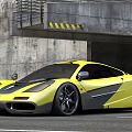 Yellow Sports Car With Sleek Modern Design Parked Near Concrete Tunnel Entrance On Urban Road