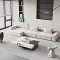 Sofa Coffee Table Combination Multi-person Sofa Coffee Table Single Casual Chair Lazy Sofa Gold 3d model