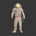 Game Movie Character Astronaut In White Spacesuit With Gold Helmet And Red Accents