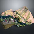 Detailed 3D Book Shaped Terrain Model With Mountain Ranges And Lush Green Vegetation
