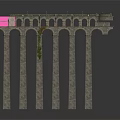 Ancient Stone Building Structure With Tall Pillars Arched Openings And Projecting Upper Section