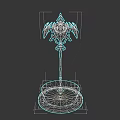 Elegant Magical Staff With Blue Crystal Core Intricate Wings And Decorative Base