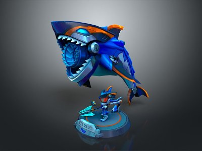 Modern Sci-Fi Warrior Cartoon Warrior Mecha Shark Machine Gun Shark 3d model