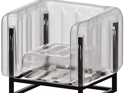 Modern Transparent Single Sofa With Black Metal Frame And Sleek Design 3d model