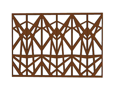 Decorative Wooden Room Divider With Modern Geometric Laser Cut Pattern Design 3d model