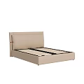 Modern Double Bed Design With Upholstered Headboard And Beige Sturdy Frame
