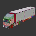 White Cab Truck With Red Sided White Trailer And Ladders On Reflective Surface
