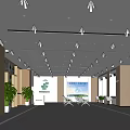 Modern Bank Interior Design With Reception Desk Green Plants And Seating Area