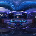 Modern KTV Interior Design With Starry Sky Ceiling Blue Lighting Sofas And TV 3d model